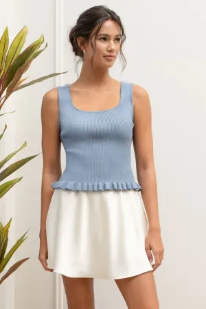 Into the Blue Lettuce Hem Top