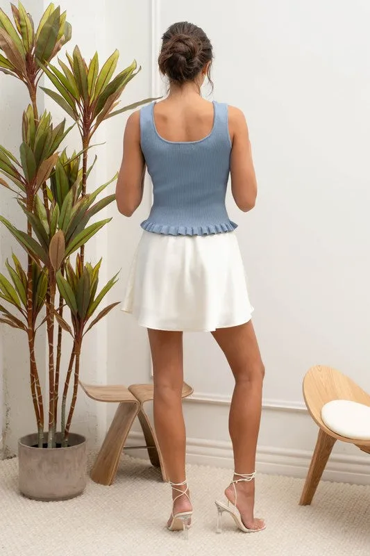 Into the Blue Lettuce Hem Top